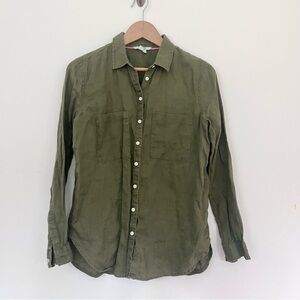 Boden 100% Linen Hunter Green Women’s Button Down US Sz 6 R Sustainable Natural